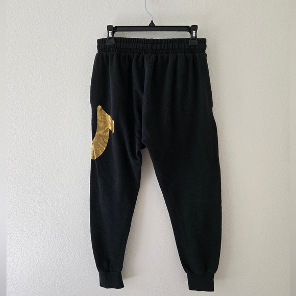 True Religion Gold HORSESHOE Logo Black Cuffed Sweat Jogger Pants size Medium - Picture 5 of 14